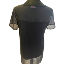 Load image into Gallery viewer, Vince Camuto Black Shirt w/ Sheer Collar Trim (NEW)
