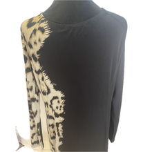 Load image into Gallery viewer, Black Dress with Pattern Sleeve and Neck Tie (NEW)
