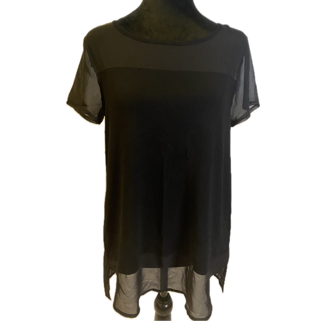 Vince Camuto Black Shirt w/ Sheer Collar Trim (NEW)