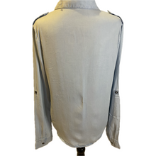 Load image into Gallery viewer, Miss Selfie Light Blue  Long Sleeve Collard Shirt (NEW)
