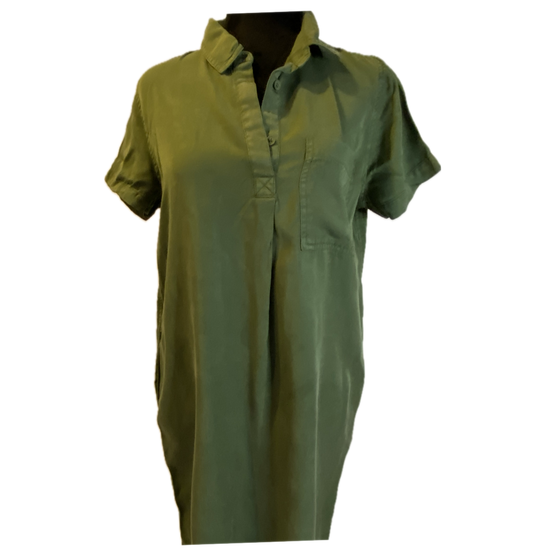 Army Green Short Sleeve Shirt Dress (NEW) – 