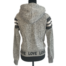 Load image into Gallery viewer, Heather Grey Zip Front Jacket with Striped Sleeves (NEW)
