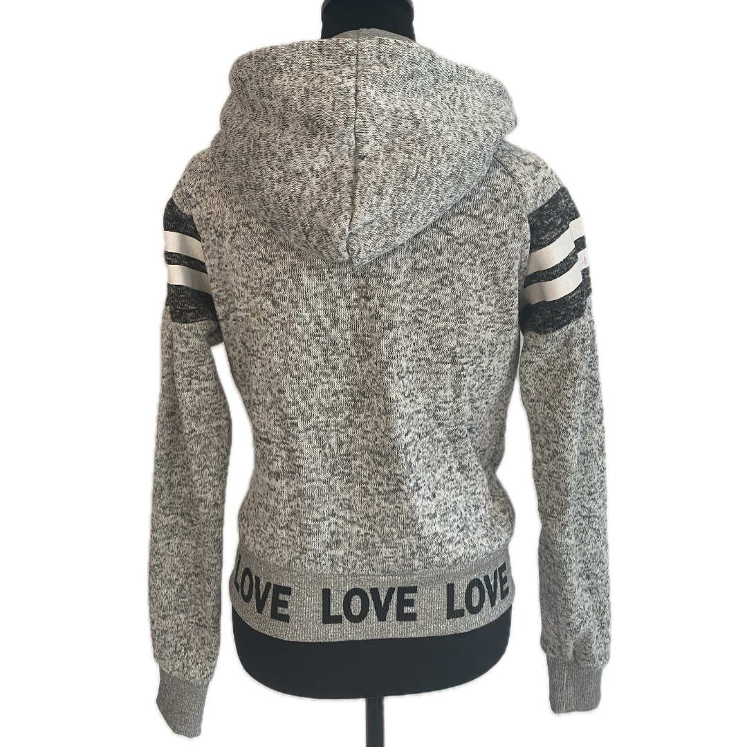 Heather Grey Zip Front Jacket with Striped Sleeves (NEW) – 