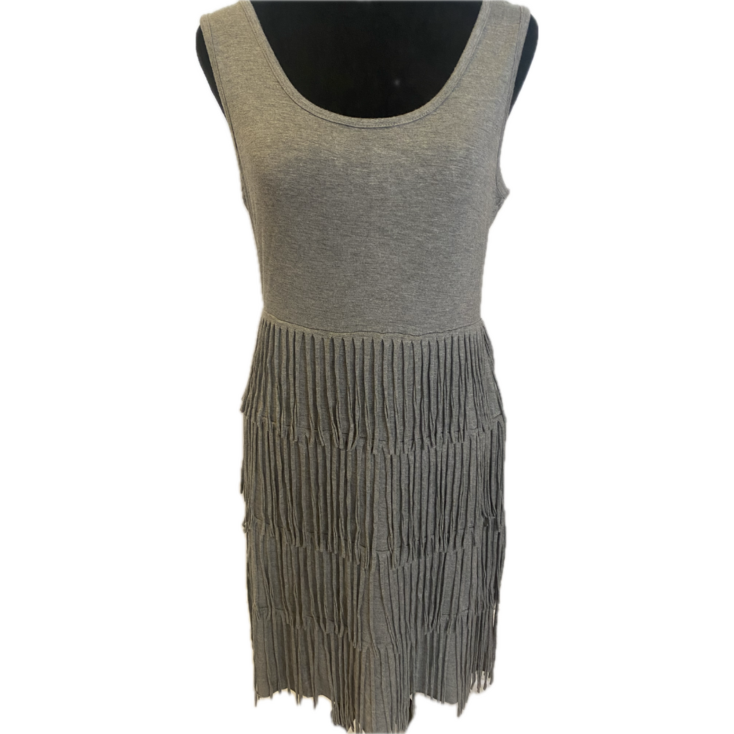 Grey Sleeveless Fringe Dress (NEW)