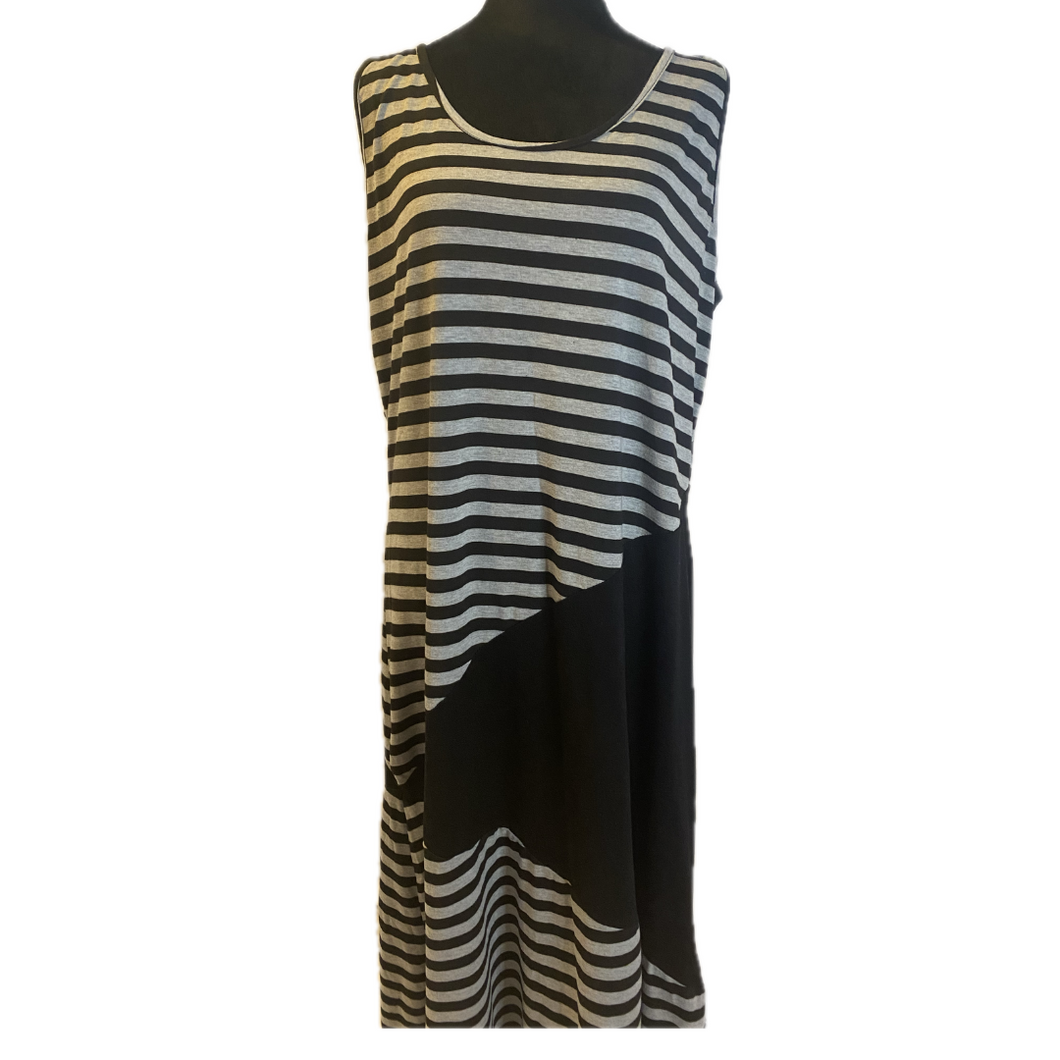 Grey and Black Asymetrical Striped Dress (NEW)