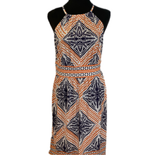 Load image into Gallery viewer, Orange and Blue Sleeveless Halter Dress (NEW)
