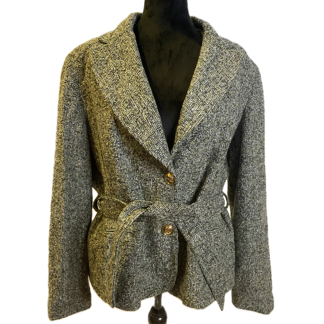 Black & White Waist Length Jacket w/ Gold Buttons & Belt (NEW)