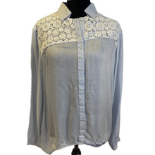 Load image into Gallery viewer, Indigo Thread Long Sleeve Light Blue Shirt W Design (New)
