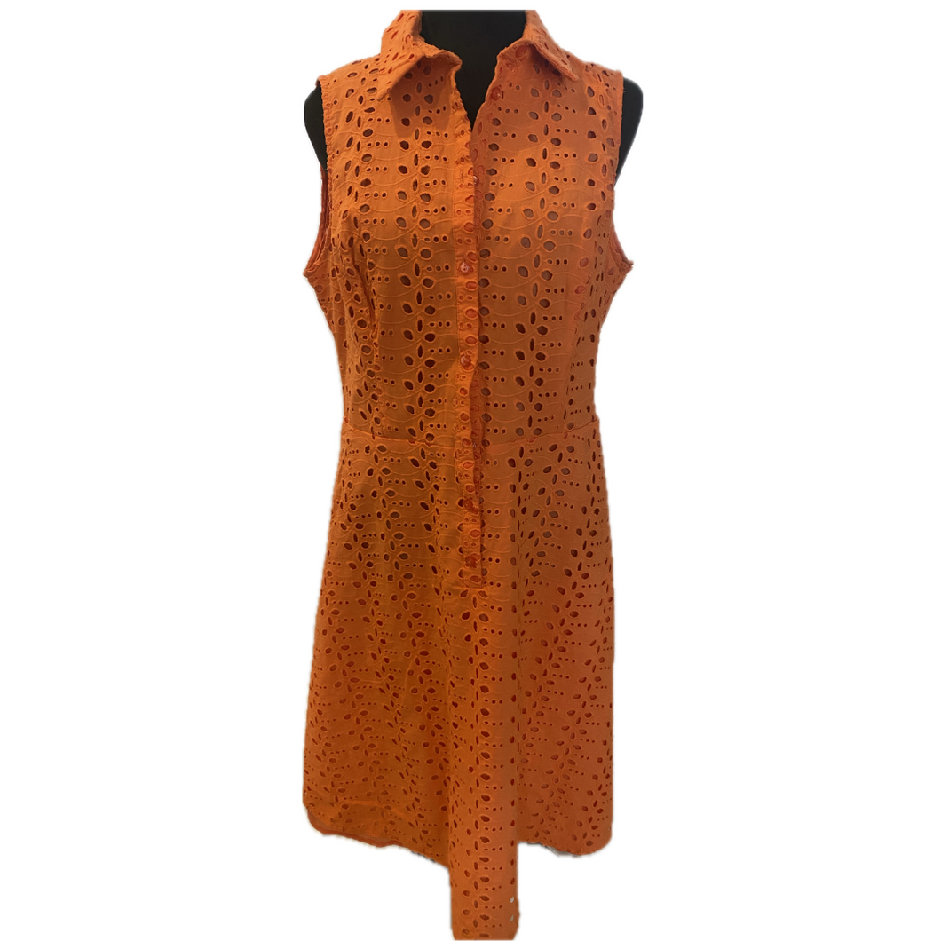 Orange Sleeveless Eyelet Dress (NEW)