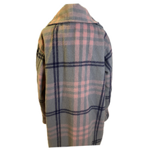 Load image into Gallery viewer, Plaid Grey Blue Pink Wide Collar Coat (NEW)

