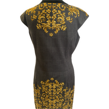 Load image into Gallery viewer, Plaid and Gold Patterned Short Sleeve Dress (NEW)
