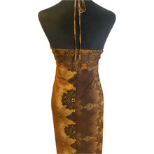 Load image into Gallery viewer, Brown and Orang Print Halter Dress (NEW)
