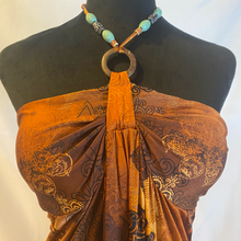Load image into Gallery viewer, Brown and Orang Print Halter Dress (NEW)
