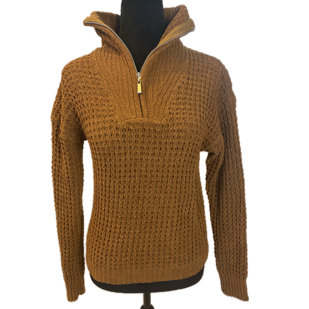 Rust Colored Sweater w/ Front Neck Zipper (NEW)