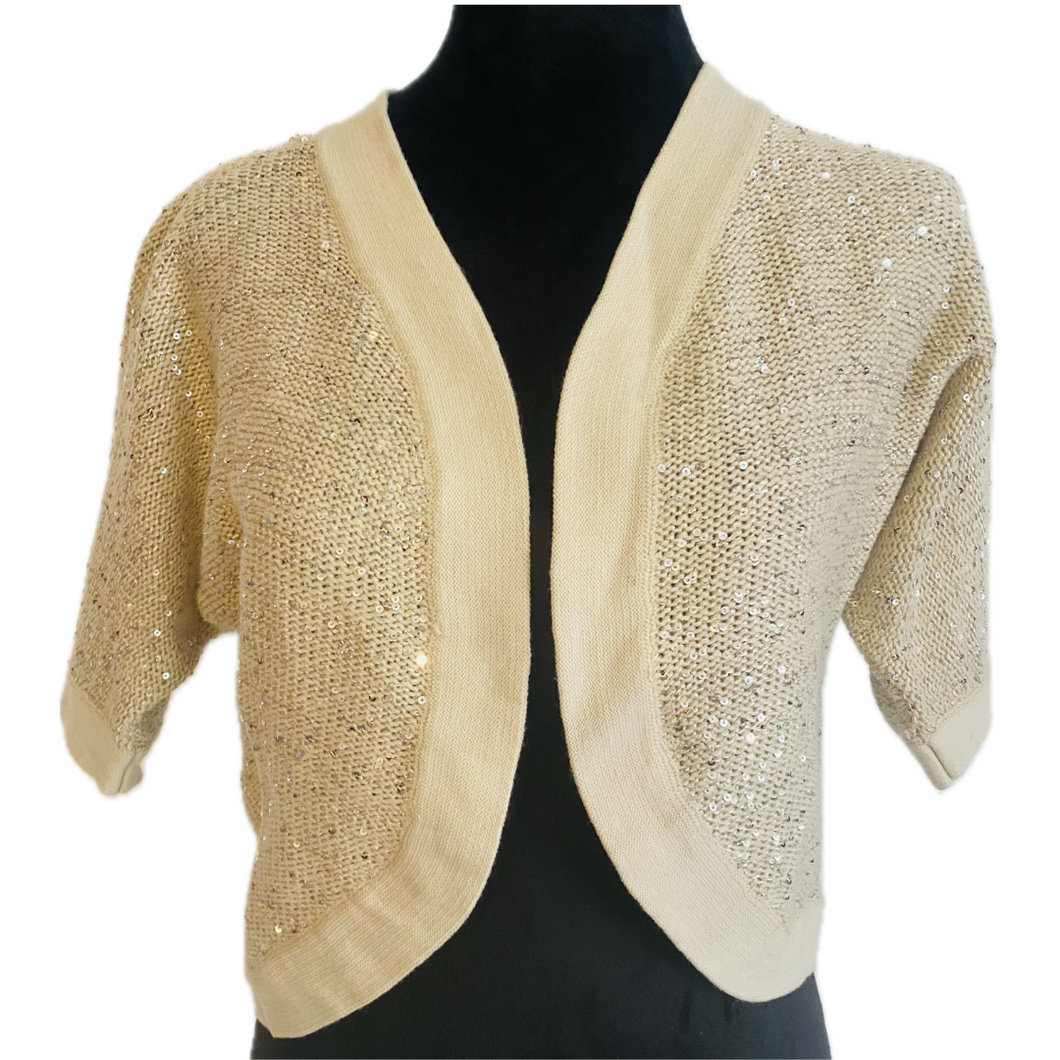 Tan Short Sleeve Cover Up with Sequins (NEW)