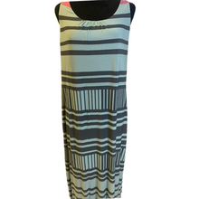 Load image into Gallery viewer, Light Green and Grey Striped Dress (NEW)
