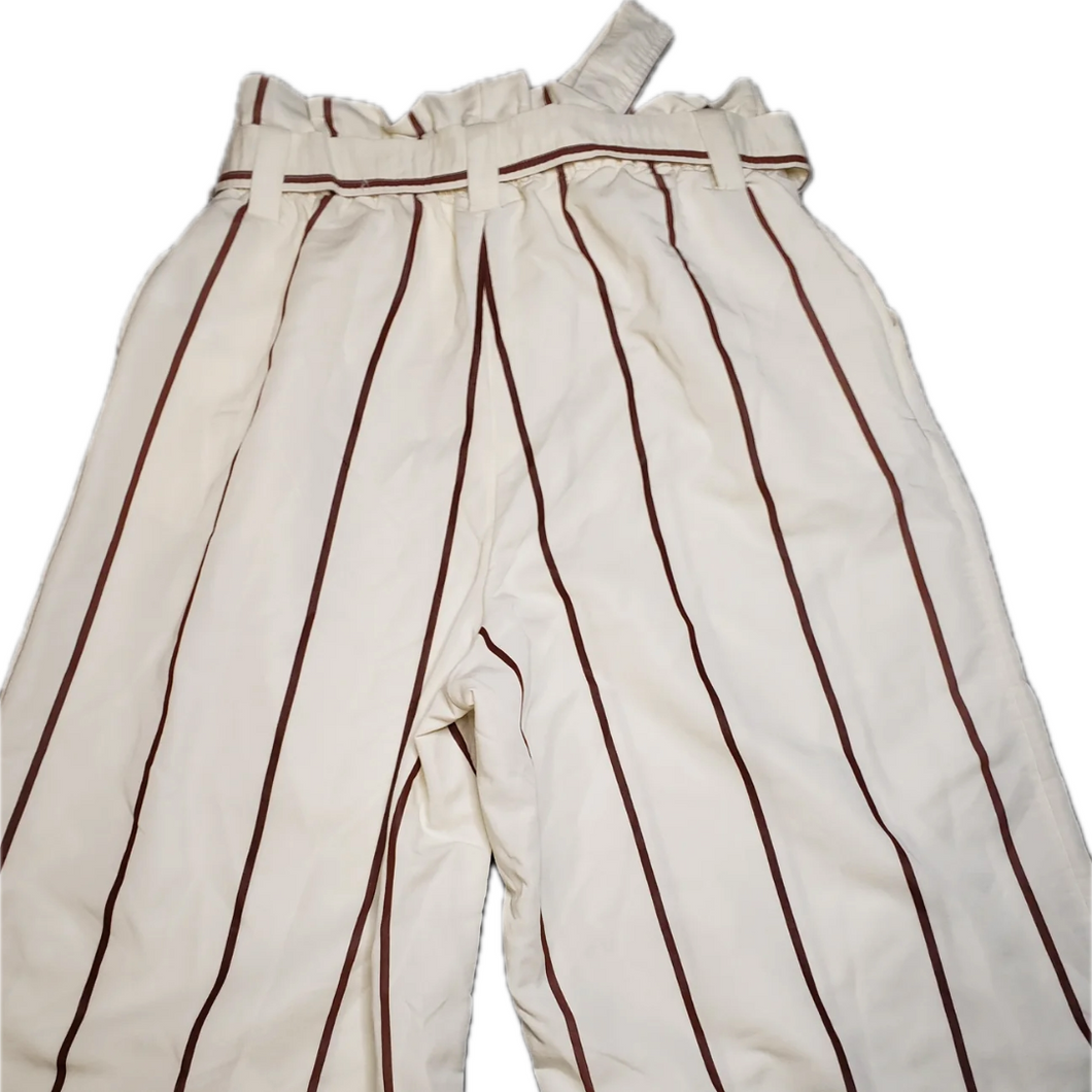 Off White W Brown Stripes Nicker Bockers W/ Belt Wide Legs (NEW)