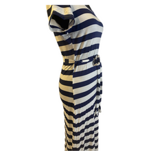 Load image into Gallery viewer, Navy and White Nautical Stripe Dress with Belt (NEW)
