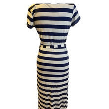 Load image into Gallery viewer, Navy and White Nautical Stripe Dress with Belt (NEW)
