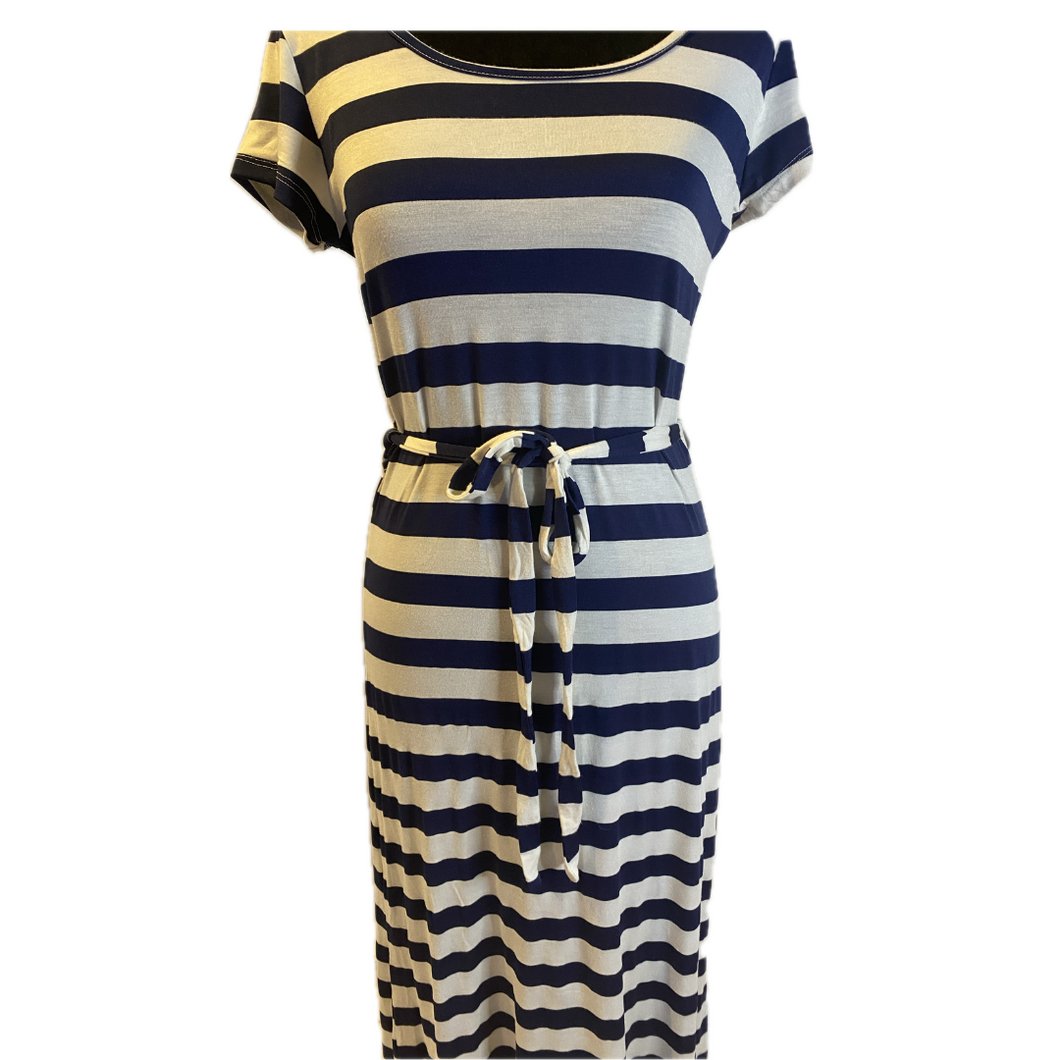 Navy and White Nautical Stripe Dress with Belt (NEW)