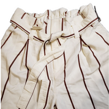 Load image into Gallery viewer, Off White W Brown Stripes Nicker Bockers W/ Belt Wide Legs (NEW)
