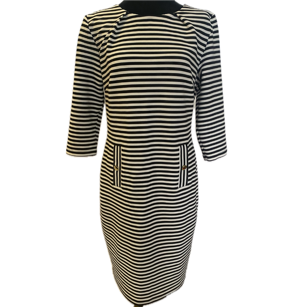 Navy and White Striped Dress (NEW)