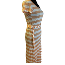 Load image into Gallery viewer, Peach and White Striped Shirt with Belt (NEW)
