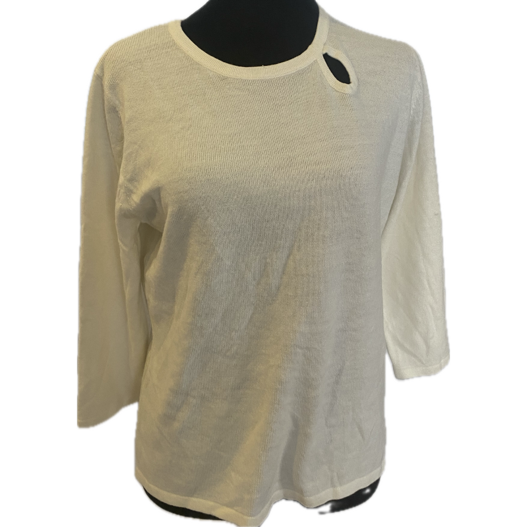 Cream 3/4 Sleeve Sweater with Peekaboo (NEW)