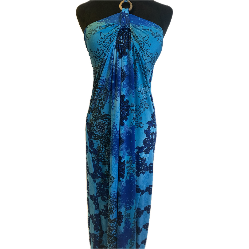 Turquoise Print Halter Dress (NEW)
