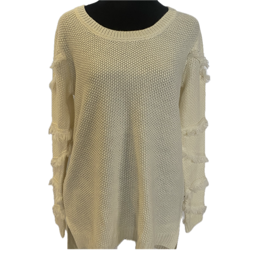 Off White Sweater with Fringe (NEW)
