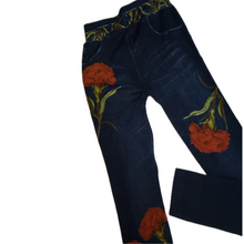 Load image into Gallery viewer, Navy Blue Leggings W/ Flower Print (NEW)
