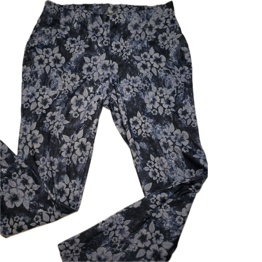 Faded Glory Blue Flower Jeggings (NEW)
