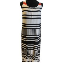 Load image into Gallery viewer, Red, Black and White Sleeveless Striped Dress (NEW)
