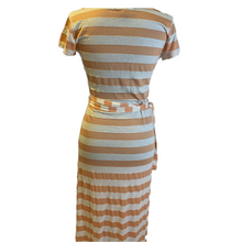 Load image into Gallery viewer, Peach and White Striped Shirt with Belt (NEW)

